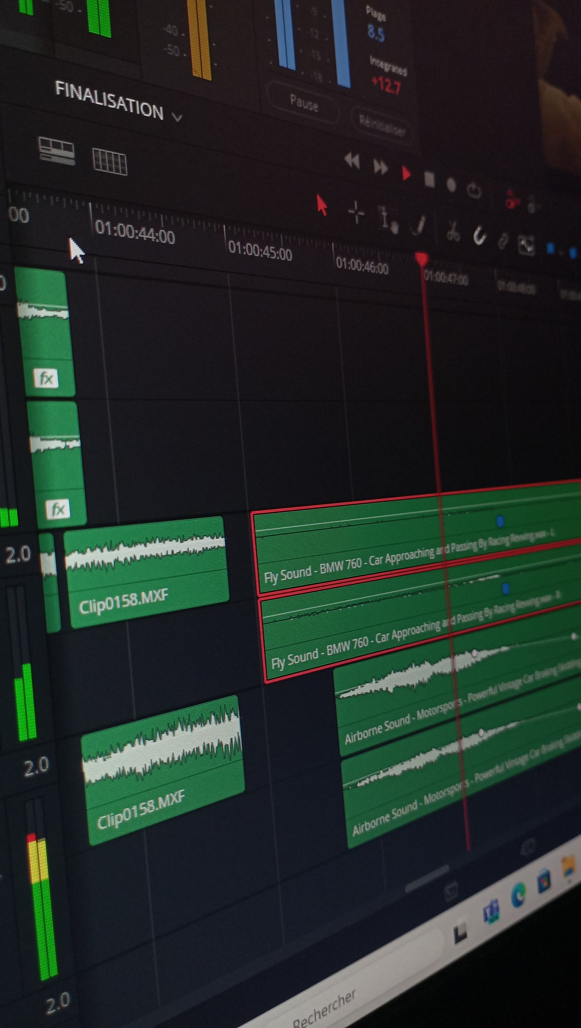 Sound design sur la timeline de montage